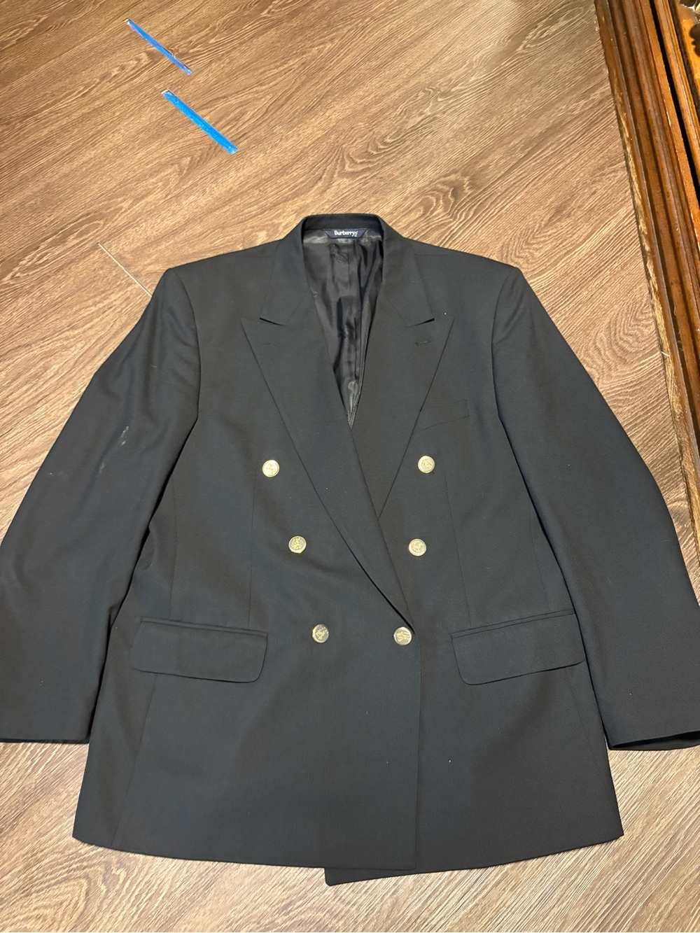 Burberrys Wool Navy and Black Lined Blazer